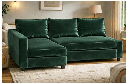 HomeTown Market Heavy Duty Velvet Friheten Sofa Cover Replacement Compatible with IKEA Friheten Sofa Bed Sleeper Sectional Corner Slipcover (Velvet D Green Right) by HomeTown Market - Used condition - Image 2