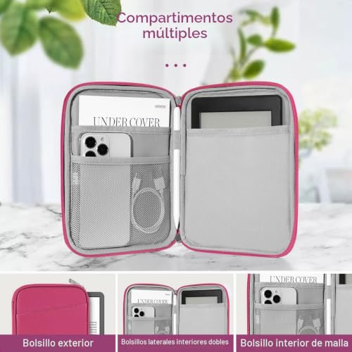 Miniatura 3 de Vinabilia 6-7 Pulgadas Funda Bolsa Protectora Para 6 Kindle, 7 Kindle Paperwhite Colorsoft Signature Edition, 7 Kobo Libra Colour Ereader, 6 Kobo Clara Bw Colour E-Reader, Frambuesa