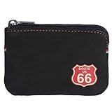 Route 66 - Monedero Tarjetero Hombre de Piel - Cartera Hombre con 3 Compartimentos con Cremallera, Llavero Interior y Caja de Regalo