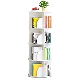 WEIYOUPIN 4 Tier Rotating Bookshelf, 360° Rotating Stackable Shelves Bookshelf Organizer, Small Book