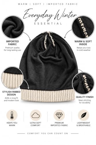 Image of AMOLDO Unisex Woolen Beanie Cap | Warm Winter Hat - Zigzag Design