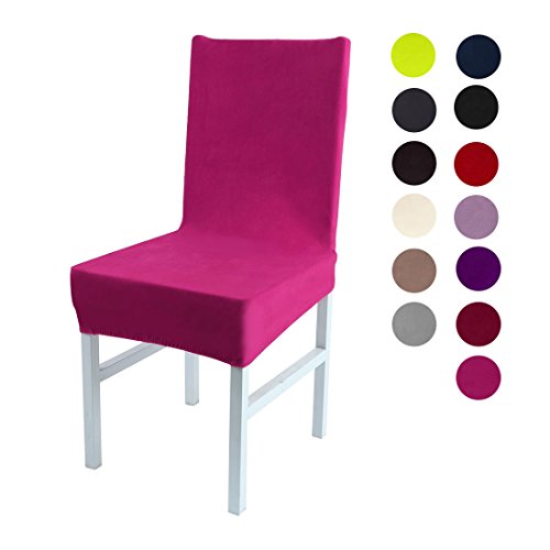 Uxcell Plush Dining Chair Cover,Parson Chair Slipcover Stretch Spandex Velvet Bar Stool Cover Protector Seat Cover Home Decor For Dining Room/Party/Kitchen/Wedding Fandango Pink #TOP1