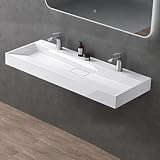 doporro Lavabo sobre Encimera Blanco Brillante 120 cm con 2 Orificios