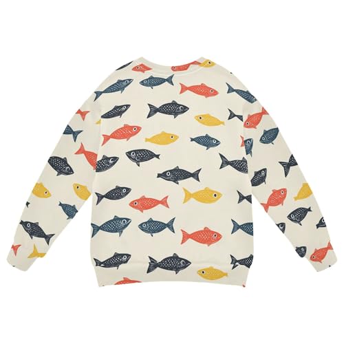 JUNZAN Retro Colorful Fishes Little Boys Sweatshirt Hoodie Long Sleeve Hoodies for Girls Athletic 4T2