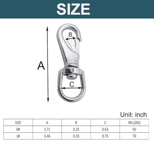 Clips de acero inoxidable giratorios y resistentes para buceo y comederos 3