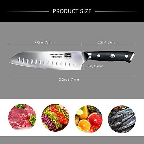 SHAN ZU Nóż szefa kuchni Nóż Santoku 178mm niemiecka stal