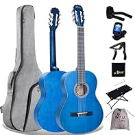 【Exquisite Appearance】Spruce guitar top, with the most beautiful and natural wood grain and colour. Basswood guitar back and sides, hand-polished by our experienced craftsmen with a special technology to create a blue texture and colour. This optimal...