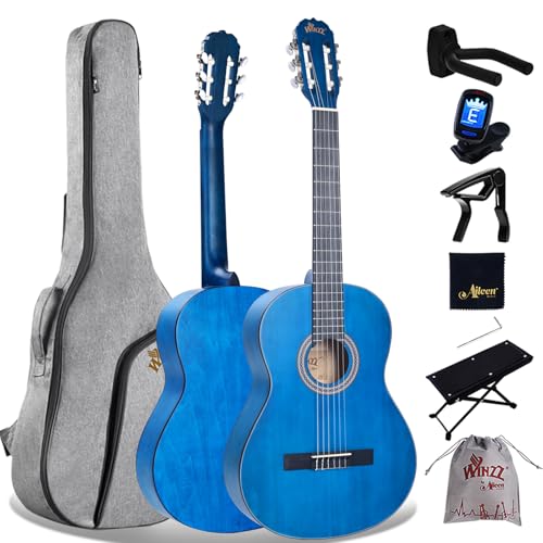 Winzz Konzertgitarre 4/4 Erwachsene, Klassische Gitarre für Anfänger 39 Zoll, Blau Winzz Konzertgitarre 4/4 Erwachsene, Klassische Gitarre für Anfänger 39 Zoll, Blau