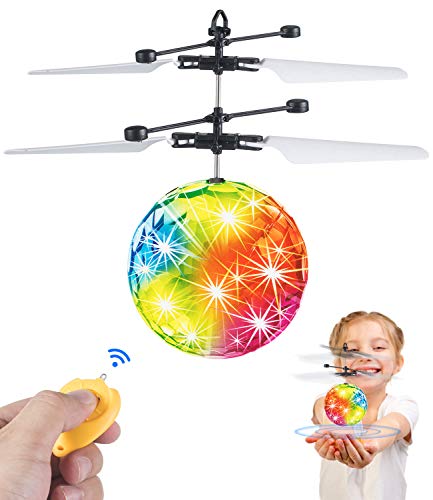 Aubllo Flying Ball Kids Toys UFO Heli Ball RC Flying Drone Rechargeable LED Transparent Color Flying Toy Helicopter Christmas Stocking Gifts Toys for Boys Girls Teens Adults for Indoor Outdoor Games