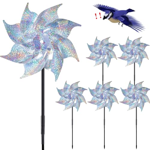 HUCHQIAI Windrad Vogelabwehr 6 Stück Vogelschreck Vogelabwehr Taubenabwehr Windrad Taubenschreck Windrad Vogelschreck Taubenschutz Garten für Protect Garten Balkon Obstgarten