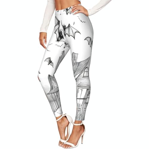 Leggings de Halloween con estampado de murciélagos en tejido elástico no moldeable 1