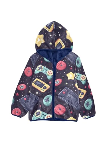 Game Console Star Girls Fleece Jacket Girls Fall Jacket Boys Coats Zip Up Hoodie Children Sherpa Warm Outerwear 2-10T