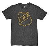 Santos FC Retro Badge Vintage Premium Triblend Slub T-Shirt - Black (US, Alpha, Medium, Regular, Regular, Black)