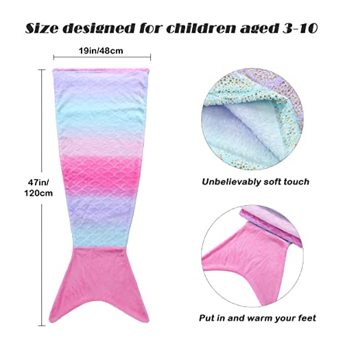 Vhome Kids Mermaid Blanket Gifts - Warm Living Room Sofa Blanket Children Cuddly Blankets For Birthday Gift (K1-Pink, Kids 47'' X 19'') #TOP5