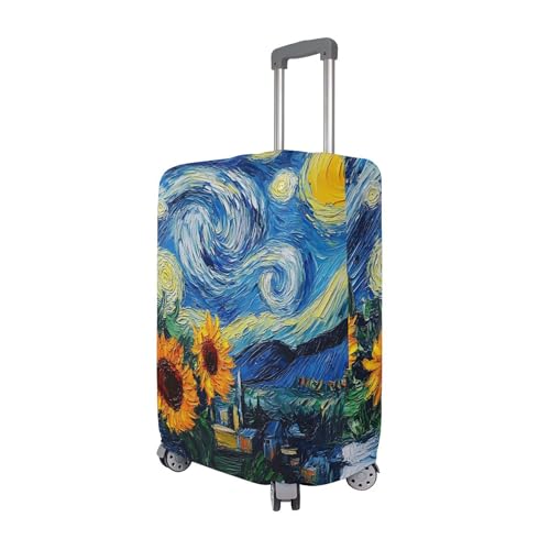 Joisal Starry Night Sunflowers Blue Luggage Covers for Suitcase Protector Protection Vacation Essentials Suitcase Sleeve Flower, L, Fits 26-28 Inch Case3