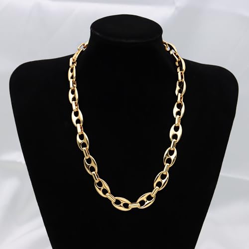 Gold Necklace for Women 14K Dainty Chunky Gold Chain Necklace Coffee Bean Chain Necklaces Trendy Fashion Jewelry2