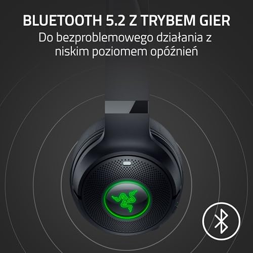 Razer Kraken Kitty V2 BT - Bezprzewodowy zestaw słuchawkowy Bluetooth RGB z mikrofonem Kitty Ears do gier i streamingu (325g, TriForce 40 mm, Bluetooth 5.2, mikrofon z redukcją szumów) Czarny