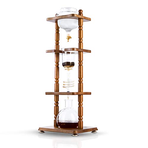 image for YAMA Glass YAMCDM8CBR, Brown Frame Cold Brew Drip Coffee Maker, 6-8 cu