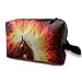 Produktbild Frauen Damen Make-up Kosmetiktasche Handtasche Travel Cash, Multifunktions Travel Make-up Zug Tasche Tragetasche Large Space Zipper Bleistifthalter - Cool Fire Flame Wild Horse Black