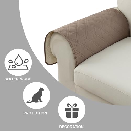 Image of Genina Sofa Armrest Cover, Anti-Slip Armchair Slipcovers for Dogs Cats Pet, Water Resistant Couch Arm Cover for Backrest Recliner Loveseat, L Shaped Sofa, 23.6 x 27.5 Inches(2 Pieces)