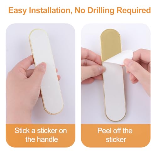 MOROBOR Self-Stick Oval Sliding Door Pulls, 2pcs Brushed Gold Aluminum Alloy Flush Pull Punch-Free Handle for Sliding Barn Door Windows Cabinets by MOROBOR - Image 7