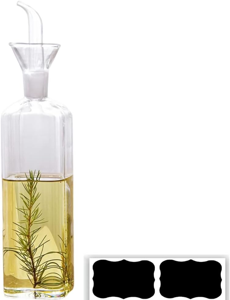 Oil and Vinegar Dispenser Set, Olive Oil Dispenser Bottle for Kitchen, Cooking Oil Container Cruet Set, Clear Glass Bottles Vegetable Oil Dispenser with Label, Decorative (Large,2 Pack)