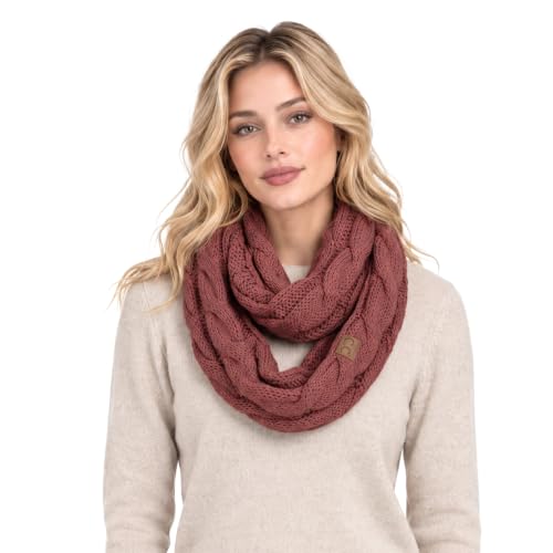 C.C CC Winter Soft Matching Unisex Chunky Knit Cowl Loop Infinity Scarf (Solid Coco Berry)