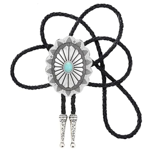 Image of Jeilwiy Bolo Tie for Men Western Cowboy Tie Necklace Gold Bolo Tie Leather Necktie Halloween Tie Accessories for Women