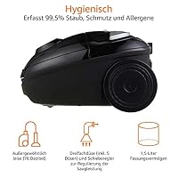 Amazon Basics Staubsauger mit Beutel- VCB35B15C-1J7W-70, leistungsstark, kompakt und leicht, für Hart- und Teppichböden, HEPA-Filter, 700 W, 1.5 l, EU, Schwarz – Ansicht 4