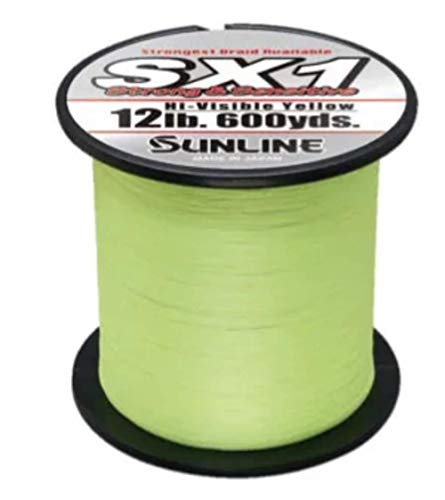 Sunline 63041818 SX1 Hi-Visible Yellow 12 lb Fishing Line, Hi-Visible Yellow, 600 yd
