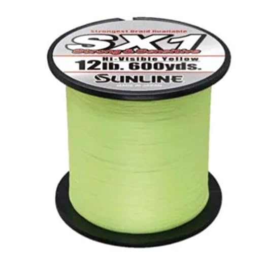 Sunline 63041818 SX1 Hi-Visible Yellow 12 lb Fishing Line, Hi-Visible Yellow, 600 yd