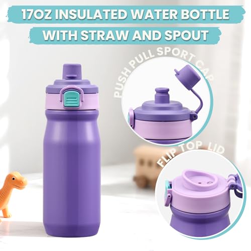 PIQUEBAR Kids Lunch Box with 8oz Thermo, Leakproof Bento Box with Insulated Bag, Kids Insulated Water Bottle, Food Lunch Container for Back to School Girls Boys, Purple by PIQUEBAR - Image 5