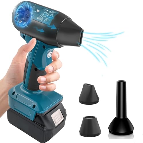 130000RPM Cordless Leaf Blower for Makita 18V Battery, 4 Speed Compact Turbo Jet Fan Blower for Garden Lawn Snow Leaf BBQ Keyboard(No Battery)