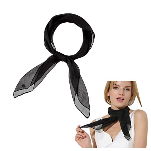 Bufanda Estilo Seda Satén A Rayas | Pañuelo Mujer Multiusos | Pañuelos Cuello Verano | Pañoleta Mujer De Verano | Foulard Mujer damas paño en seda negro unicolor - paño pañuelo tamaño 65 cm x 56 cm