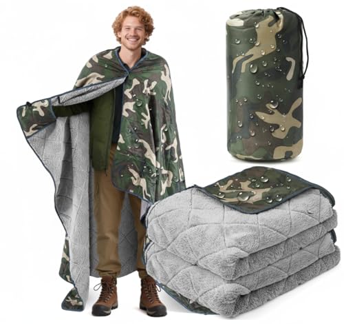 Image of Large Waterproof Woobie Blanket with Sherpa Lining, Camo, 1 Pc