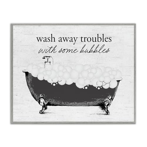 Poster encadré bain moussant gris Stupell Industries tableau mural cadre 40x50