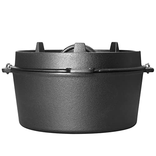 Edging Casting Pre-Seasoned Cast Iron Camping Dutch Oven, 6Qt Outdoor Camping Dutch Oven Pot With Lid Tripod #TOP5