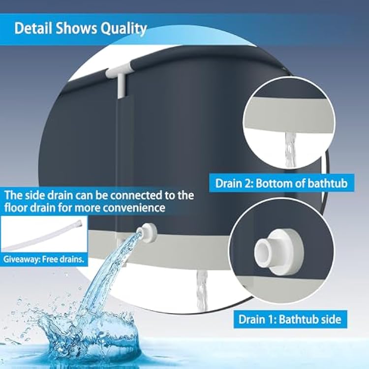 Portable Bathtub For Shower Stall, Large 45.3 inch Foldable Soaking Bathing Tub for Adults, Separate Family Bathroom Japanese SPA Collapsible Tub, Ideal for Hot Bath Ice Bath Drain Specifications