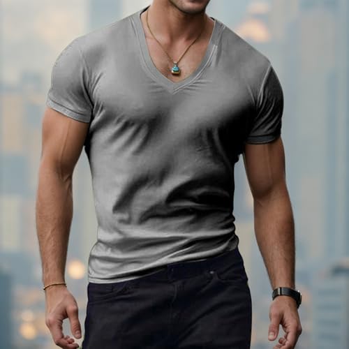 Thatrich Mens Short Sleeve T Shirts Muscle Undershirts Workout Yoga Shirts Casual V Neck Tops Pullover Sweat Shirts Gym Tees2