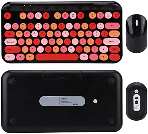 Dpofirs 75 Keys USB Keyboard and Mouse Combo, 2.4Ghz Wireless Mouse and Keyboard with 12 Multimedia Key Combinations Low Noise for PC Gamer Computer Desktop(Red Black)