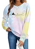 UNIQUENOE Magic Kingdom Sweatshirts for Women Magical Tshirt Family Vacation Tee Castle Graphic Long Sleeve Tops