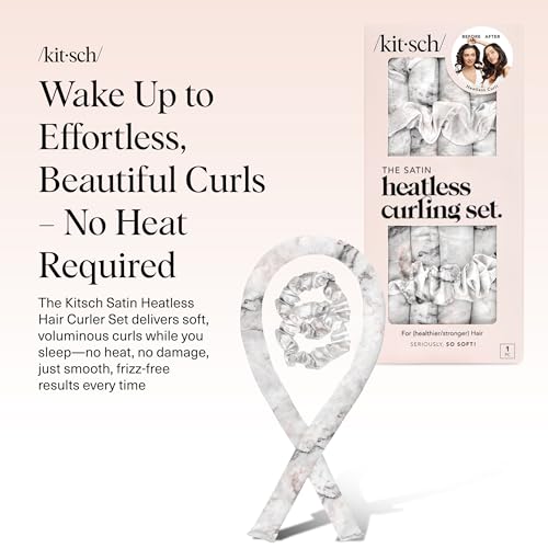 image for Kitsch Satin Heatless Curling Set – Heatless Curls Overnight with 34