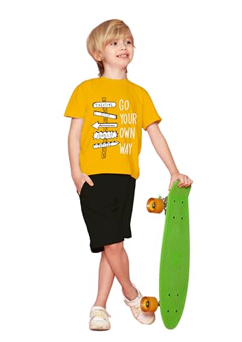 Image of Yazh Texworld Boys Round Neck Blended Cotton T-Shirts | Regular Fit | Half Sleeve | Casual Wear | Trendy | Combo Pack of 5 | Multicolor | Soft, Durable, and Stylish for Everyday use
