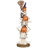 Trio of Stacked Trick or Treat Jack-O-Lantern Skeletons Halloween Decoration - 12.25"