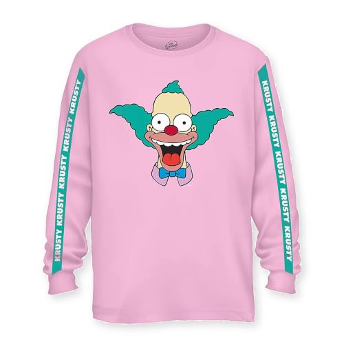 Image of The Simpsons Mens' Krusty The Clown Shirt Krusty Burger Logo Tee Graphic T-Shirt, Krusty Pink, XL