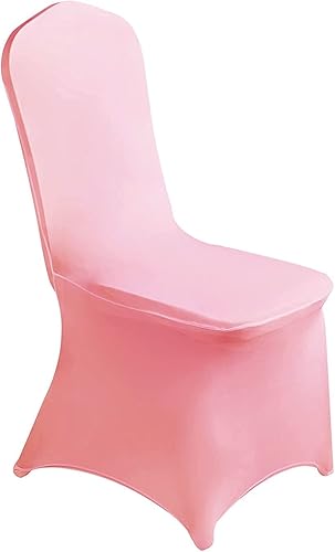 Miniatura 7 de MDS - Paquete de 50 fundas de poliéster y elastano de color blanco, fundas elásticas para bodas, banquetes, aniversarios, fiestas, decoración del