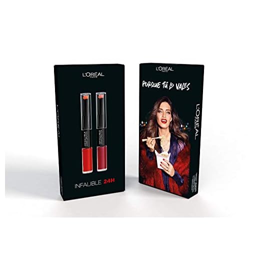L'Oréal Paris, Pack de Pintalabios Permanentes Infalible 24H, 2 Unidades, Acabado Mate o Brillo, Larga Duración, Con Bálsamo Hidratante, Tonos: 506 Rojo y 700 Boundless Burgundy