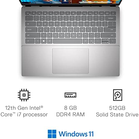 Dell Inspiron 5420 14" FHD+ Laptop, Intel Core i7-1255U, 8GB RAM, 512GB SSD, Backlit Keyboard, Fingerprint Reader, Windows 11 Home (Platinum Silver)