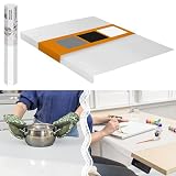 Alfombrilla de silicona para encimera de cocina con "protección de bordes" – Protector de cuarzo – Alfombrilla de silicona resistente al calor – Sin pliegues ni arrugas – 1.5 mm de grosor, 24 x 16
