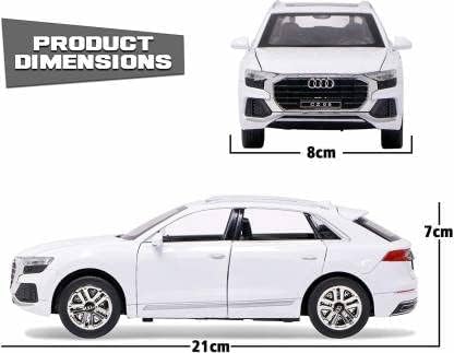 Image of Audi Q8 1 /24 Alloy Metal Pull Back Diecast Car Scale Model Metal Pullback Toy Car with Openable Doors & Light Music Toy (White)
